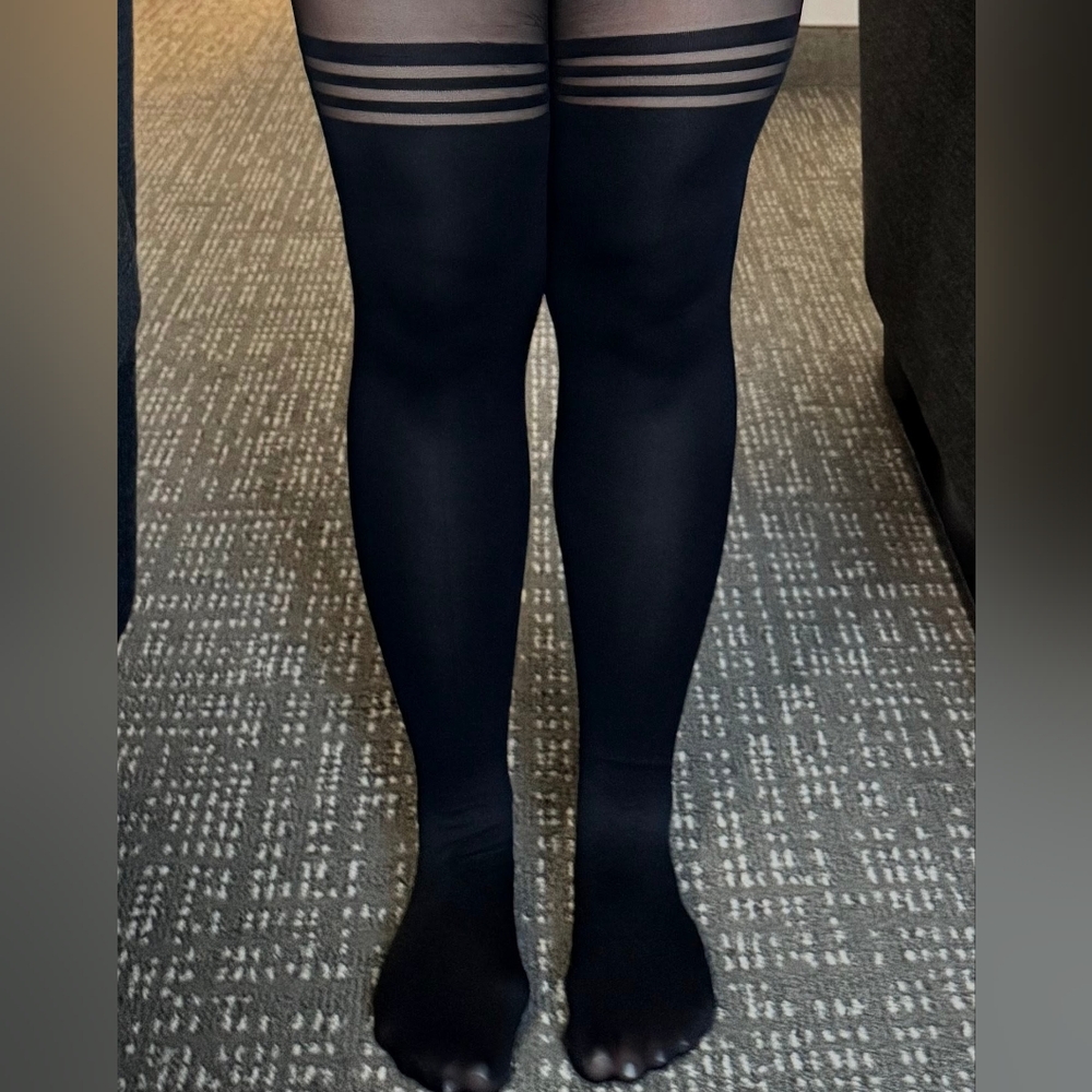 Black Stripped Tights - Picture 3 of 3